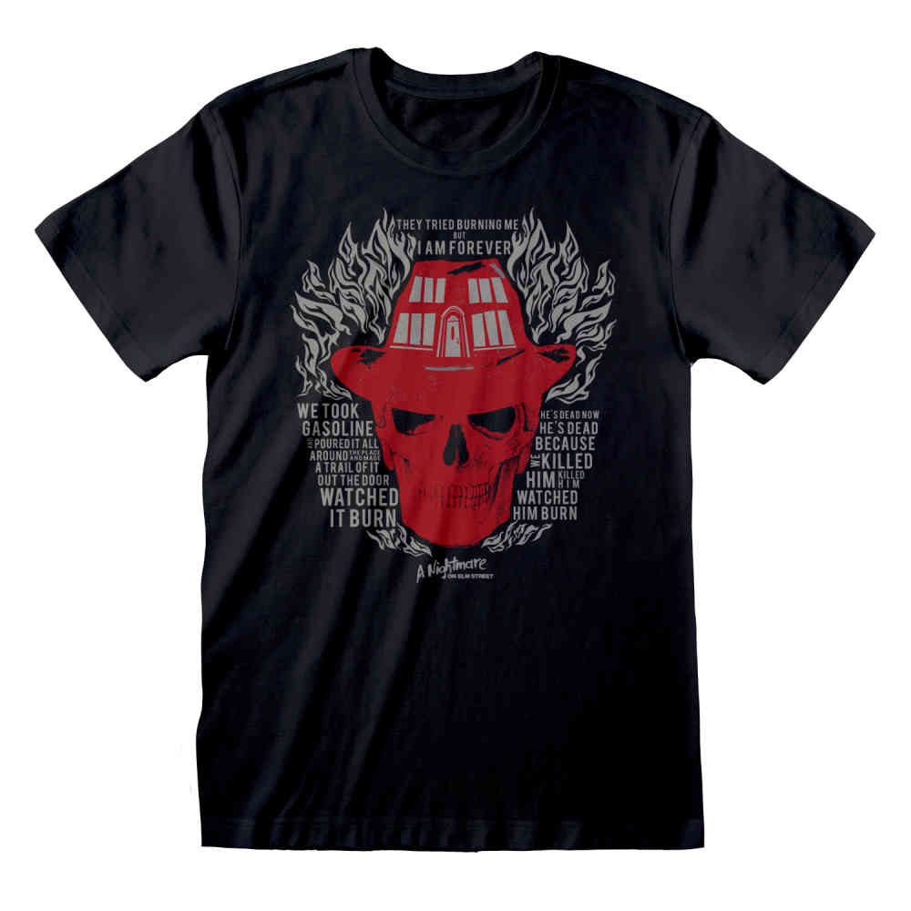 A Nightmare On Elm Street - Skull Flames Mens T-shirt - Black